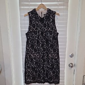 J. Crew Black and White Floral Lace Midi Dress